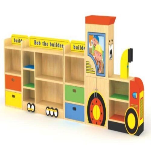 Bus Model Wooden Shelf For Kids