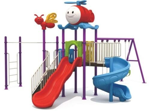BYFT Two Slide And 3 Kids & Adult Swings & Monkey Bar Playground