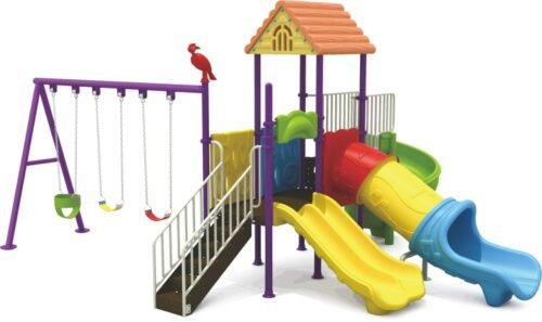 Myts Peggy Playcenter 3 Swings & Multiple Slides Outdoor Playground Multicolour
